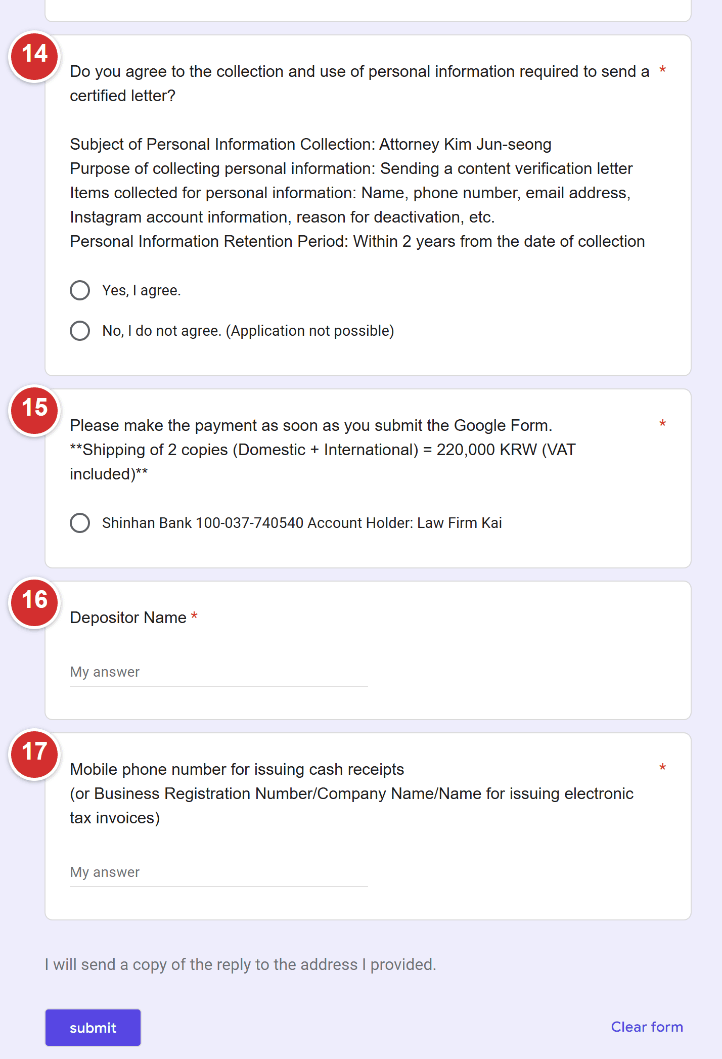 Questions 14 to 17